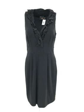 Just...Taylor Black Sleeveless Ruffle V-Neck Dress